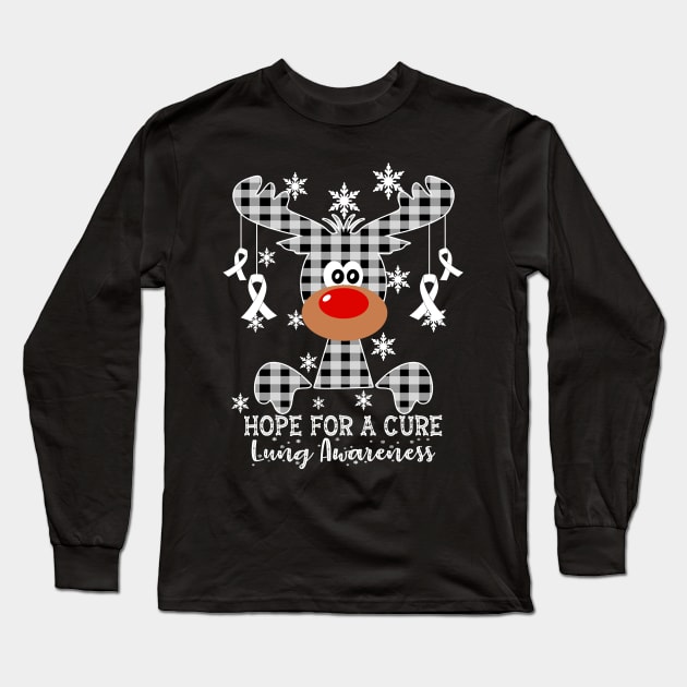 Reindeer Hope For A Cure Lung Awareness Christmas Long Sleeve T-Shirt by HomerNewbergereq